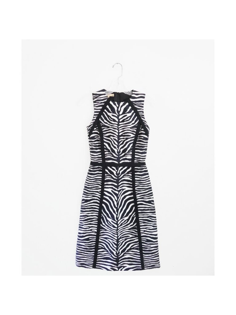 Michael Kors Collection Italy Black White Zebra Print Cotton Sleeveless Dress 0
